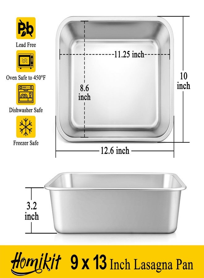 Homikit 2 Pack Lasagna Pan 3 Inch Deep, 9x13 Stainless Steel Large Baking Dish Tray for Oven, Thick Metal Roasting Pan for Casserole Brownie Turkey, Rustproof & Heavy, Freezer & Dishwasher Safe - Image 2