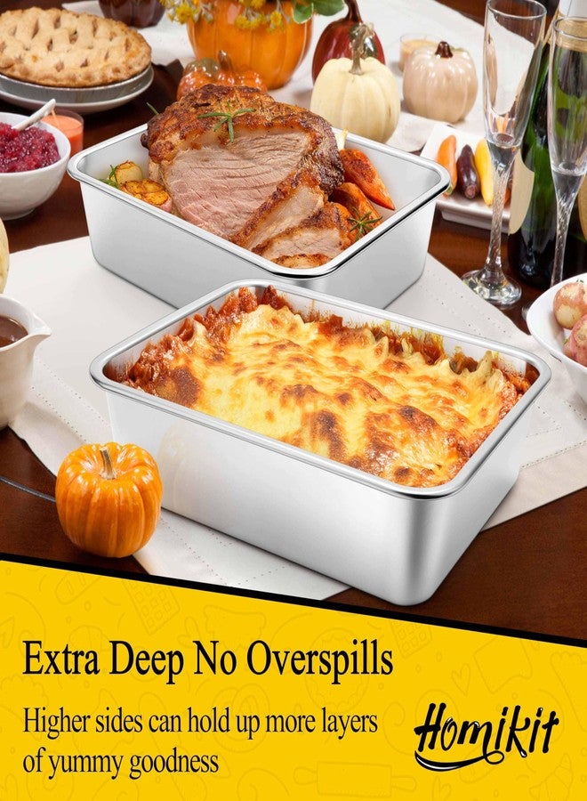 Homikit 2 Pack Lasagna Pan 3 Inch Deep, 9x13 Stainless Steel Large Baking Dish Tray for Oven, Thick Metal Roasting Pan for Casserole Brownie Turkey, Rustproof & Heavy, Freezer & Dishwasher Safe - Image 5