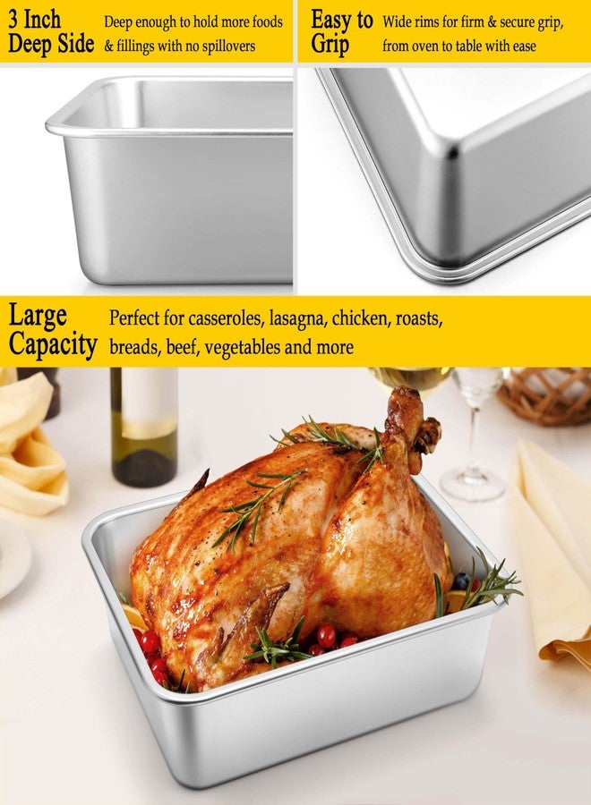 Homikit 2 Pack Lasagna Pan 3 Inch Deep, 9x13 Stainless Steel Large Baking Dish Tray for Oven, Thick Metal Roasting Pan for Casserole Brownie Turkey, Rustproof & Heavy, Freezer & Dishwasher Safe - Image 3
