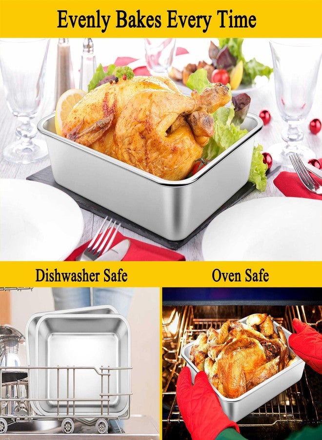 Homikit 2 Pack Lasagna Pan 3 Inch Deep, 9x13 Stainless Steel Large Baking Dish Tray for Oven, Thick Metal Roasting Pan for Casserole Brownie Turkey, Rustproof & Heavy, Freezer & Dishwasher Safe - Image 4