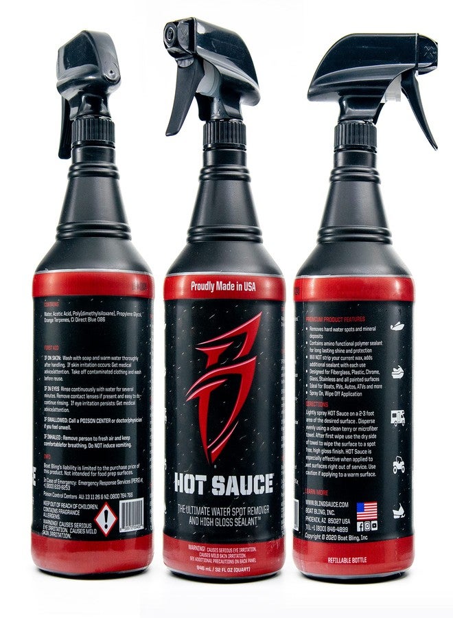 مزيل بقع الماء العسر الممتاز من Boat Bling Hot Sauce مع مواد مانعة للتسرب من الشمع عالي اللمعان، 32 أونصة. - Image 2