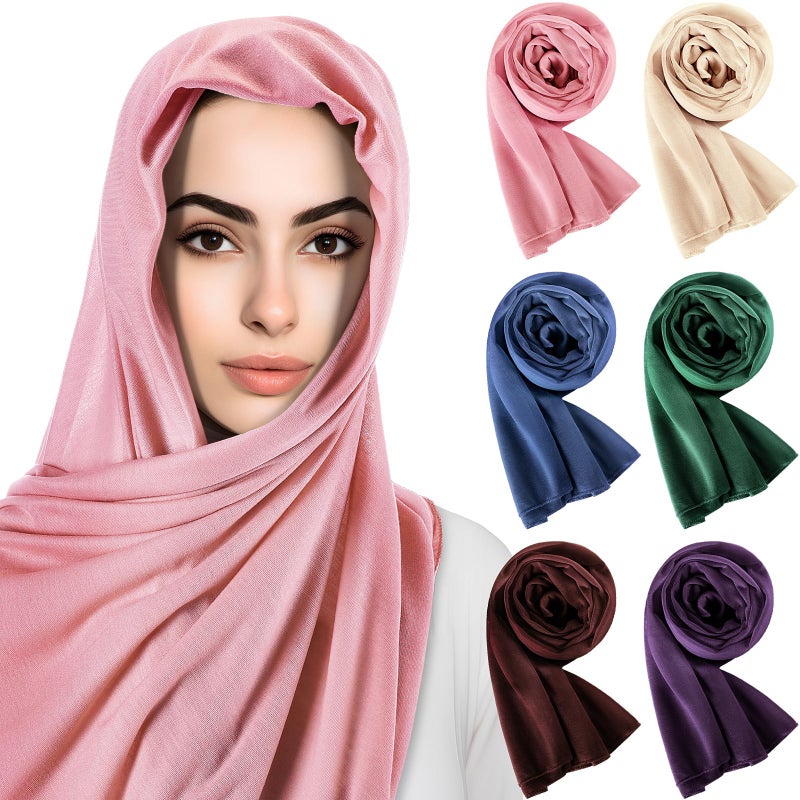 Bunnycool 6 Pack Hijab Scarves for Women Muslim Head Wraps Jersey Hijab Soft Long Scarf Wrap for Muslim Cotton Shawl(Bright Colors) - Image 1