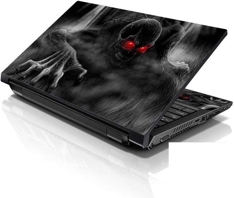 Lss 15 15.6 Inches Laptop Notebook Skin Sticker with 2 Wrist Pads - Reusable Cover Protector Vinyl Sticker Cover Decal Fits 13" - 16" HP Asus Acer Samsung - Dark Ghost Zombie Skull - Image 1