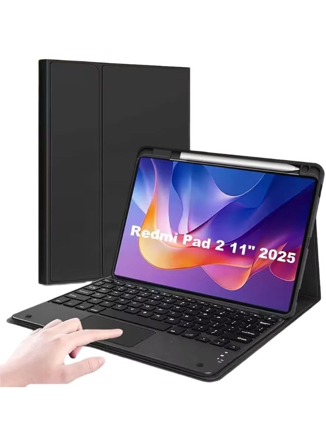 Muzz TOUCH Keyboard Case for Redmi Pad 2, 11-inch, Bluetooth Compatible Magnetic Auto Sleep/Auto Wake Function For Mi Pad 2 11" - Image 1