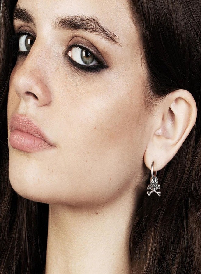 HZMAN Gothic Pirate Skull Earring for Men Women Stainless Steel Punk Retro Dangle Drop Earrings - Image 2