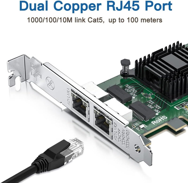 HYFIBER H!Fiber Gigabit Dual NIC with Intel 82571 Chip, 1Gb Network Card Compare to Intel E1G42ET NIC, 2 RJ45 Ports, PCI Express X1, Ethernet Card with Low Profile for Windows/Windows Server/Linux - Image 2