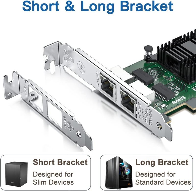 HYFIBER H!Fiber Gigabit Dual NIC with Intel 82571 Chip, 1Gb Network Card Compare to Intel E1G42ET NIC, 2 RJ45 Ports, PCI Express X1, Ethernet Card with Low Profile for Windows/Windows Server/Linux - Image 3