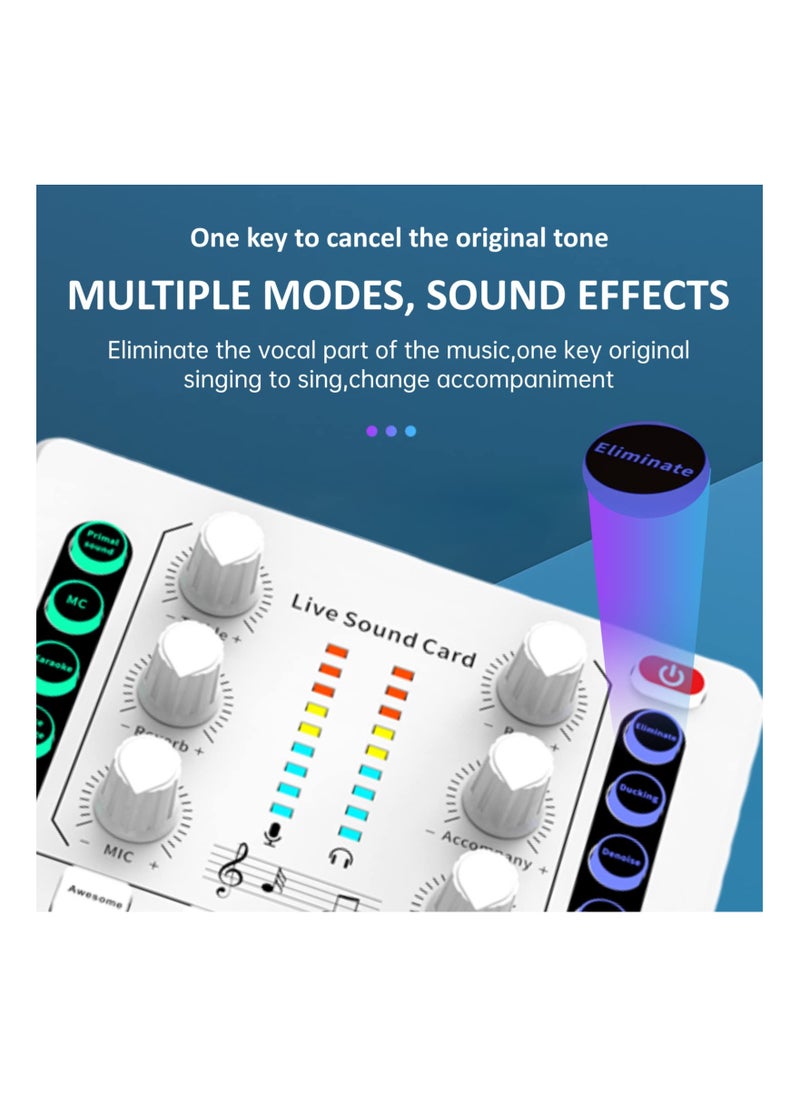 SYOSI - Live Sound Card, Mini Audio Mixer Board for PC Computer Phone, Voice Changer Sound Card Fit for PS4, Xbox, Switch, DJ Mixer, Podcast for Music Recording Karaoke Singing Broadcast, Recording Card - Image 1