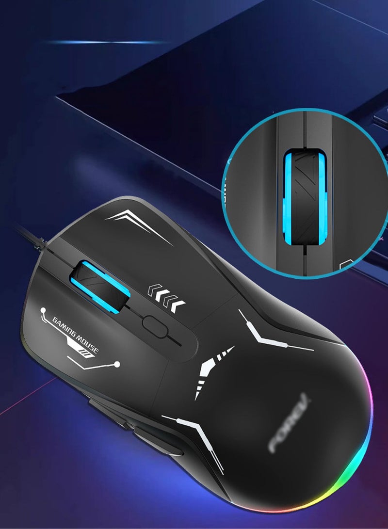 Wired Mouse Corded with LED Backlit DPI Adjustable For PC Gamers（Black） - Image 3