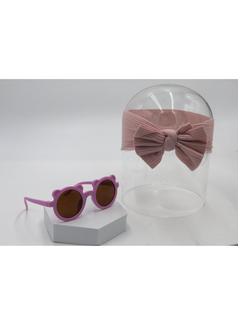 دىدانيالا طقم نظارات وربطة رأس ليلى للأطفال والبنات - وردي