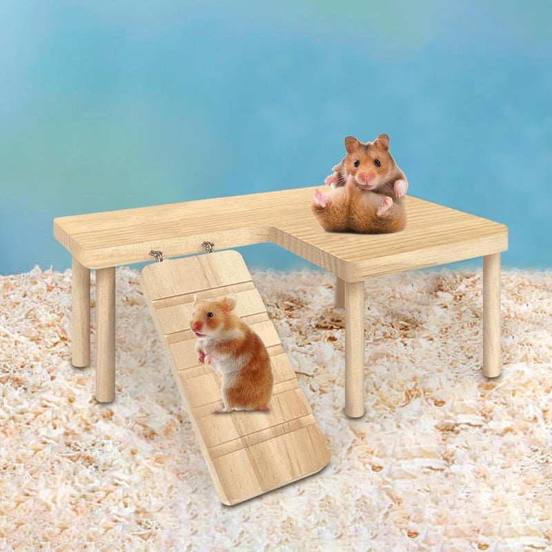 Hamster House Climbing Ladder | Wooden Small Pet Stairs, Suspension Toy | Durable Natural Wood Build, Easy Install, Exercise Activity Play | Hamsters Gerbils Mice Small Pets Indoor Outdoor - Image 3