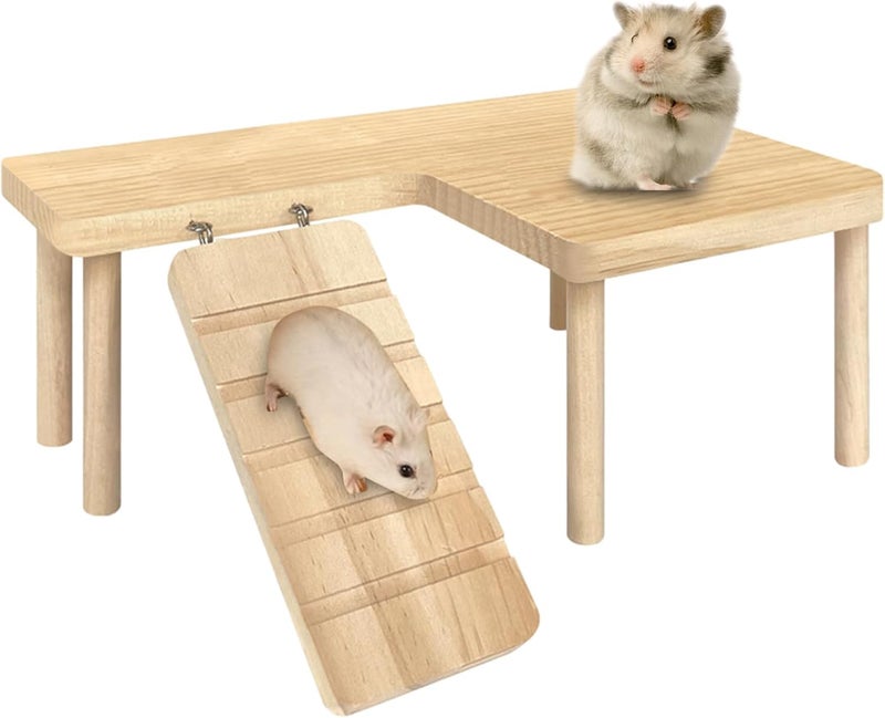Hamster House Climbing Ladder | Wooden Small Pet Stairs, Suspension Toy | Durable Natural Wood Build, Easy Install, Exercise Activity Play | Hamsters Gerbils Mice Small Pets Indoor Outdoor - Image 1