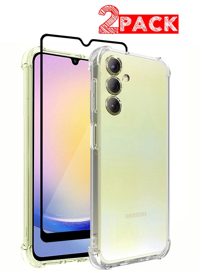CATANES عبوتان لهاتف Samsung Galaxy A25 5G Gorilla Case وواقي شاشة ممتص للصدمات، غطاء حماية مرن من مطاط TPU الشفاف للهاتف الخلوي، غطاء حماية شفاف مناسب - Image 1