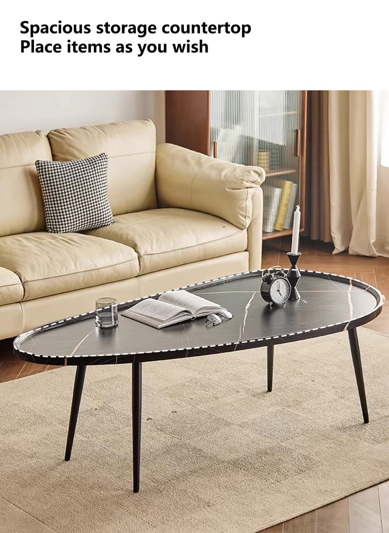 Sharpdo Coffee Table Small Coffee Table Simple Industrial Modern Center TableSofa Table Tea Tablefor Office Desk Balcony for Reception Rooms Console Tables for Living Room(Black 140x70x48cm) - Image 3