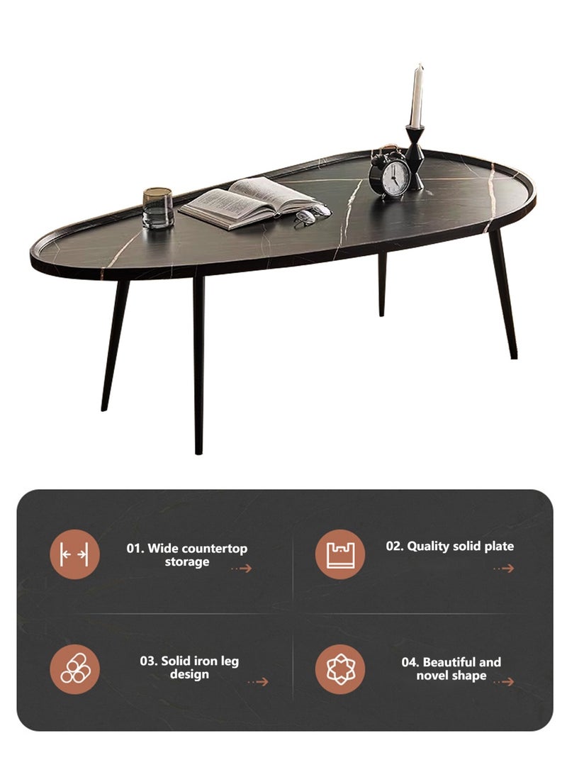 Sharpdo Coffee Table Small Coffee Table Simple Industrial Modern Center TableSofa Table Tea Tablefor Office Desk Balcony for Reception Rooms Console Tables for Living Room(Black 140x70x48cm) - Image 2