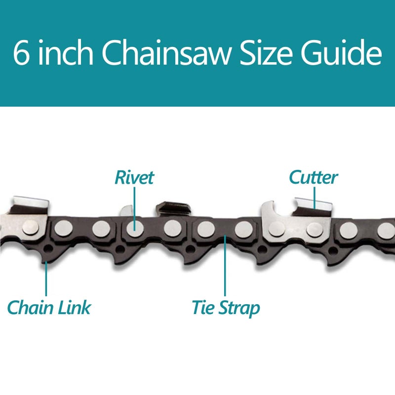 ANCKNE 6 Inch Chainsaw Chain, 5 Pieces Replacement Chains for Almost 6-inch Cordless Electric Portable Mini Chainsaws, Durable Carbon 6Inch Chainsaw Chains for Pruning Shears and Wood Cutting - Image 4