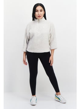 Reebok Women Sportswear Fit Faux Fur Sweater, Beige  - Image 4