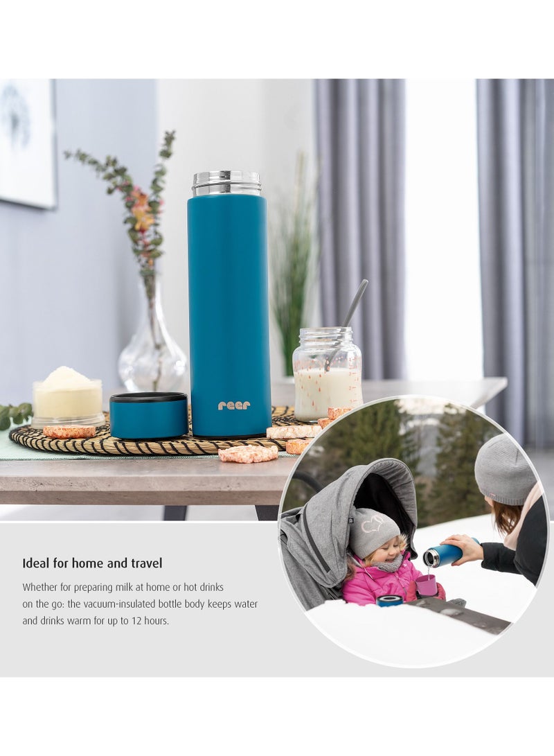 Reer ColorDesign Insulated Flask, 450 ml Blue, Stainless Steel Double Wall Vacuum Bottle, Leak-Proof Lid, Hygienic, Keeps Water Warm and Cold for up to 24 Hours. - Image 4