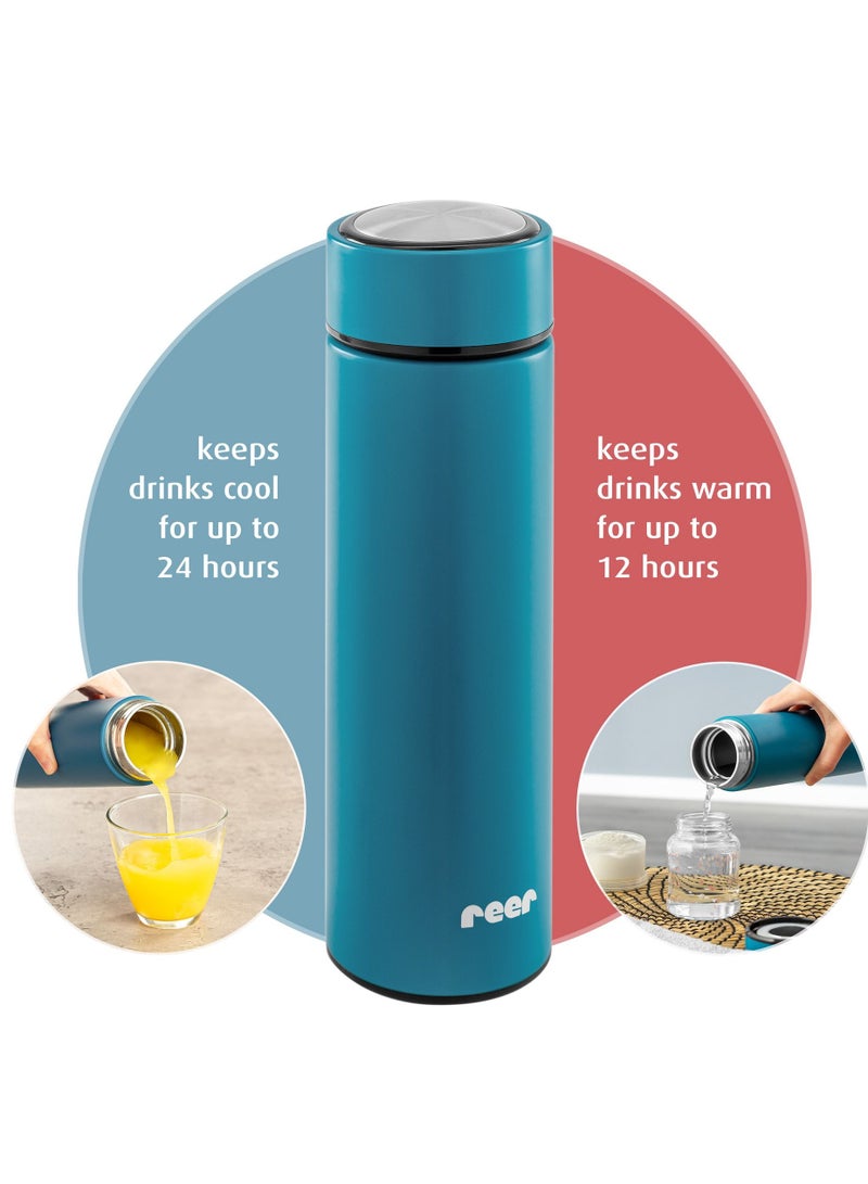 Reer ColorDesign Insulated Flask, 450 ml Blue, Stainless Steel Double Wall Vacuum Bottle, Leak-Proof Lid, Hygienic, Keeps Water Warm and Cold for up to 24 Hours. - Image 5