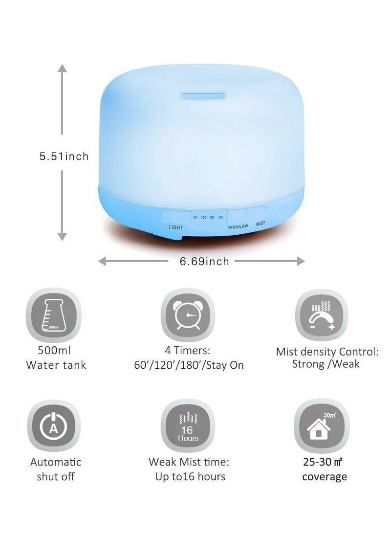 Generic - 500ml Aroma Diffuser Aromatherapy Machine Ultrasonic Humidifier 7 Colors LED Light Night Lamp Air Purifier - Image 1