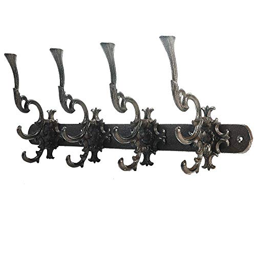 Sungmor Vintage Cast Iron Wall Hook Rack - Ornate 4-Hooks Coat and Hat Organizer - Heavy Duty Decorative Hanger for Entryway, Bathroom, or Mudroom - Retro Court Style & Rustic Bronze Finish - Image 2