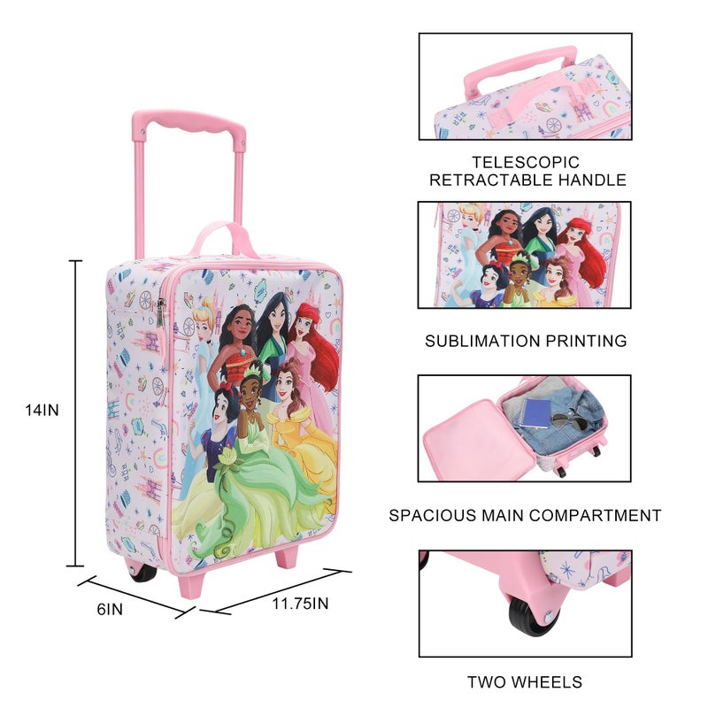 Bioworld Disney Princess Group Shot & Icons 14" Youth Pink Pilot Case - Image 2