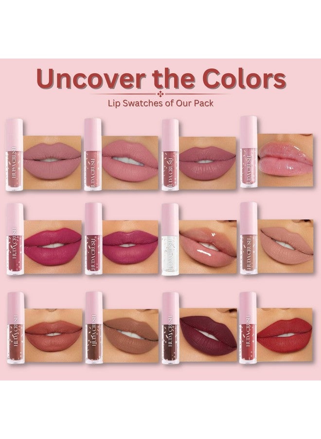 HUDACRUSH 12Pcs Lipstick Combo Set, Christmas Gifts For Women, Long Lasting Lipstick Waterproof Matte Liquid Lipsticks, Red, Brown Nude Lipstick Shade, Ideal Lipstick For Dusky Skin Tone & Indian Tone - Image 5