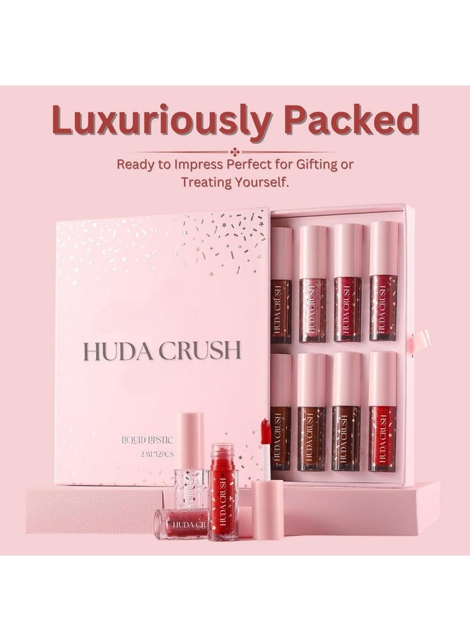 HUDACRUSH 12Pcs Lipstick Combo Set, Christmas Gifts For Women, Long Lasting Lipstick Waterproof Matte Liquid Lipsticks, Red, Brown Nude Lipstick Shade, Ideal Lipstick For Dusky Skin Tone & Indian Tone - Image 2