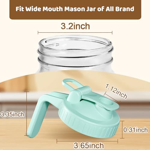 AoeJarry 2 Pack Wide Mouth Mason Jar Lids with Leak-Proof Seal, Mason Jar Pour Spout Lid with Flip Cap and Handle, Plastic Canning Lids for Milk, Salad, Dressing, Drinking Storage Bottle, Pink - Image 5