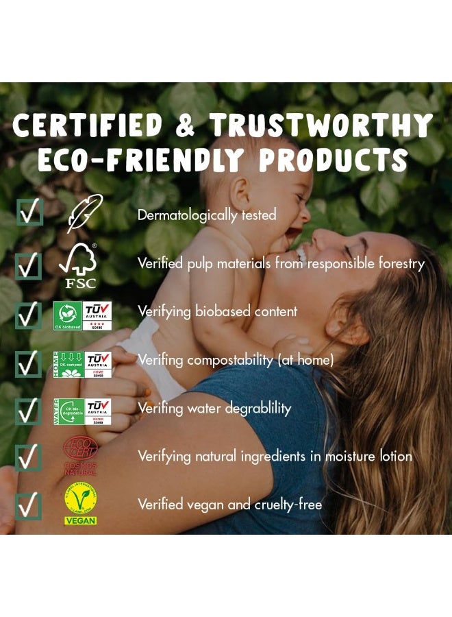 Eco by Naty Flushable Baby Wipes - Compostable and Plant-Based Wipes, Chemical-Free and Hypoallergenic Baby Wipes Safe for Baby Sensitive Skin, 56 Wipes Per Pack (12 Pk) - Image 4