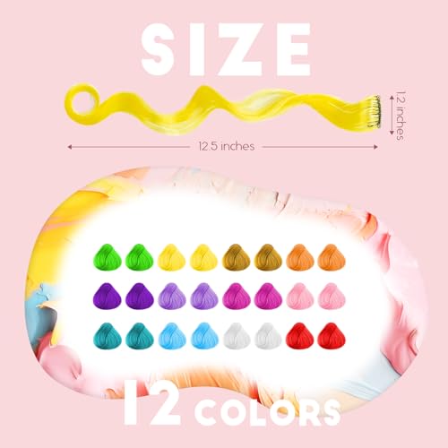 Dreamlover Colored Hair Extensions for Kids, Crazy Hair Day Accessories for Girls, 24 Pieces - Image 2