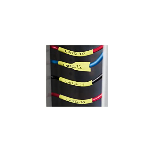Dymo أنابيب ملصقات كابلات DYMO Rhino الصناعية القابلة للانكماش الحراري 19 مم × 1.5 م طباعة سوداء على أصفر لصانعي ملصقات Rhino - Image 4