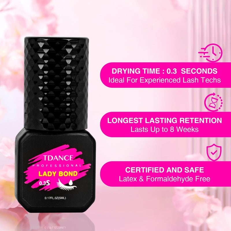 TDance غراء تمديد الرموش TDANCE / لاصق تمديد الرموش / جفاف 0.3 ثانية / احتفاظ - 7 أسابيع / غراء تمديد الرموش للاستخدام المهني فقط (0.17 أونصة سائلة / 5 مل) - Image 3