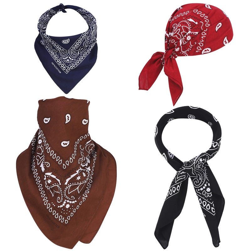 Mochabao 100% Cotton 27" x 27" Large Bandanas for Men & Women, Multi-Purpose Bandana Headbands, Square Head Scarf, Color Combo 3 - Image 5