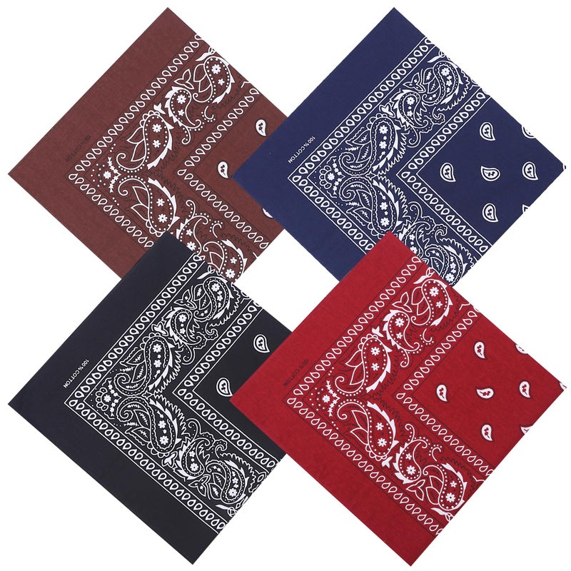 Mochabao 100% Cotton 27" x 27" Large Bandanas for Men & Women, Multi-Purpose Bandana Headbands, Square Head Scarf, Color Combo 3 - Image 2
