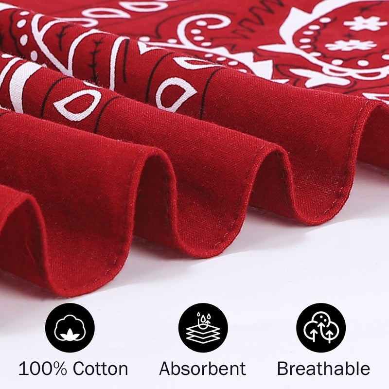 Mochabao 100% Cotton 27" x 27" Large Bandanas for Men & Women, Multi-Purpose Bandana Headbands, Square Head Scarf, Color Combo 3 - Image 4