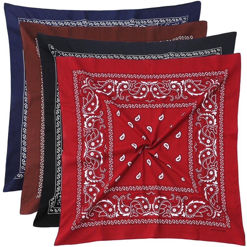 Mochabao 100% Cotton 27" x 27" Large Bandanas for Men & Women, Multi-Purpose Bandana Headbands, Square Head Scarf, Color Combo 3 - Image 1