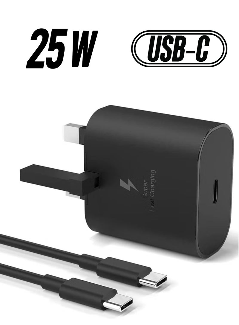 BORTONY 25W Fast Type C Charger for Samsung Galaxy A15 A55 A54 A35 A34 A25 A05 S24 S23 S22 S21 S20 Z Fold5 Z Flip5 Tablet USB C Super Fast Charging Adapter Plug with Cable - Image 1