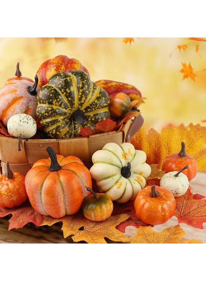 50pcs Fall Pumpkins Decor Set, Mini Artificial Gourd Fall Leaves Acorns Decorations for Home, Fall Centerpieces for Tables, Thanksgiving Vase Filler, Harvest Farmhouse Table Tiered Tray - Image 2