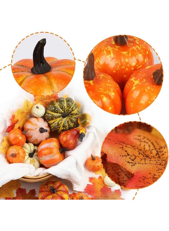 50pcs Fall Pumpkins Decor Set, Mini Artificial Gourd Fall Leaves Acorns Decorations for Home, Fall Centerpieces for Tables, Thanksgiving Vase Filler, Harvest Farmhouse Table Tiered Tray - Image 3