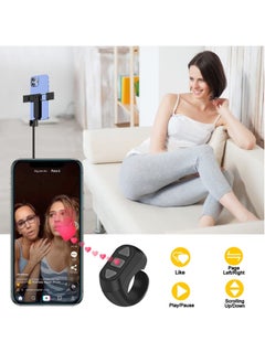 Captaintech Remote Control for TikTok, Kindle App Page Turner, Bluetooth Camera Video Recording, Tik Tok Scrolling Ring for Sending on iPhone, iPad, iOS, Android Camera Remote Shutter Selfie Button, Black.  - Image 4