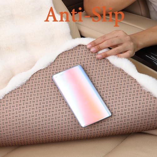 EDVKLNG Luxury Thickened Plush Car Seat Cushion Set,Soft Fluffy Protector Warm Faux Rabbit Fur Non-Slip Front and Back Seat Covers (Black,6pcs) - Image 5