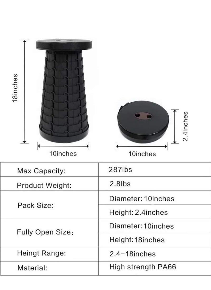 ELTRAZONE Retractable Folding Stools Portable Plastic Stool Travel Seat Telescopic Plastic Stool Shrinkable Camping Fishing Garden Folding Chair Heavy Duty  - Image 2