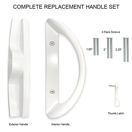 ALLYWASAI Patio Sliding Door Handle Set, Perfect Replacement Mortise Style Handle Set Fits Door Thickness from 1-1/2" to 1-3/4", 3-15/16" Screw Hole Spacing, Non-Keyed, White - Image 2