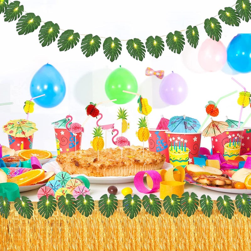 WEISPARK 20 LED Palm Leaves String Lights  Tropical Artificial Monstera Leaf Wall Hanging Vine Leaf for Hawaiian Luau Party Jungle Theme Beach Birthday Home Decorations (B Monstera Leaf String Lights 1 Pc) - Image 4