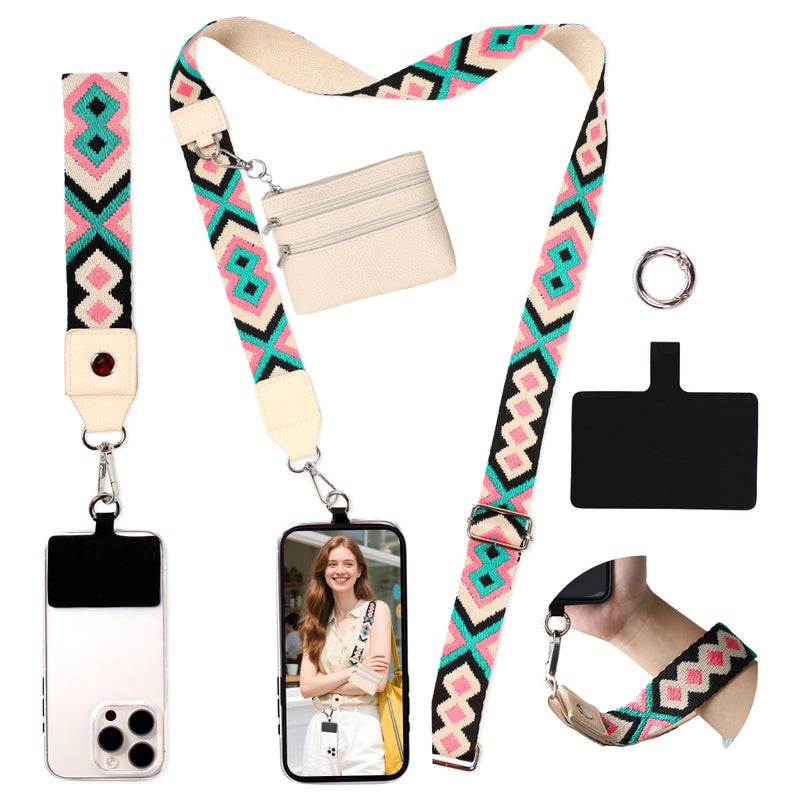 FUVLIFE Phone Lanyard Crossbody Wrist Strap, Adjustable Clip and Go Strap for Phone with Wallet Crossbody, Phone Strap with Zippered Pouch, Universal Hands-Free for All Cell Phone - Image 1