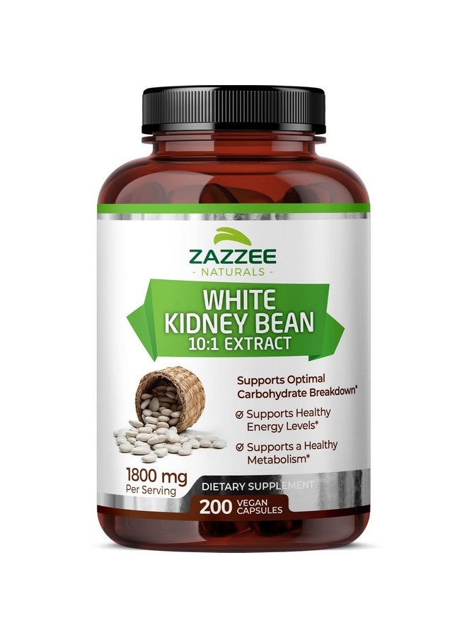 Zazzee White Kidney Bean 10:1 Extract, 1800 mg per Serving, 200 Vegan Capsules, Over 2 Month Supply, Standardized, Concentrated 10X Extract, 100% Vegetarian, All-Natural and Non-GMO, Made in The USA - Image 1