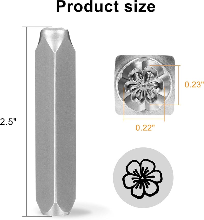 Yoption 6mm 1/4'' Flower Metal Stamp, Metal Punch Stamping Tool DIY Arts and Crafts Supplies for Stamping/Punching Jewelry, Clay, Leather, Wood - Image 2