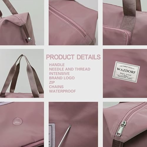 Wazdorf Nylon 41 Liter Expandable Travel Bags for Women, Duffle Bags for Women Luggage, Foldable Vanity Traveling Bag, Waterproof Hand Bag for Ladies Personal Items,Pink - Image 4