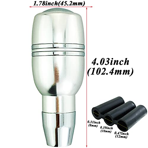 Abfer Automatic Shifter Knob Button Car Stick Shift Lever Head Replacement Aluminum Alloy Gear Shifting Fit for Most Transmission Vehicle, Silver - Image 2